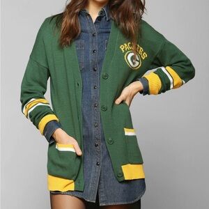 Junk Food Clothing Green and Yellow Varsity vintage cardigan